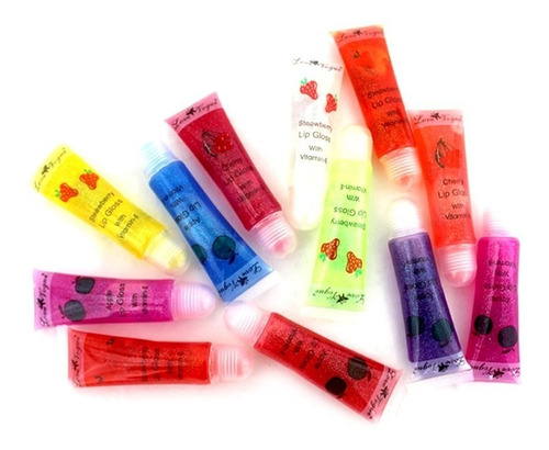 Lip Gloss Para Labios Frutal 24 Pz Mayoreo Con Destellos