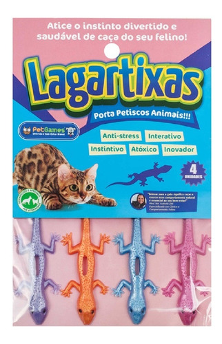 Brinquedo Interativo P/ Gatos Pet Games Lagartixas Sortidas