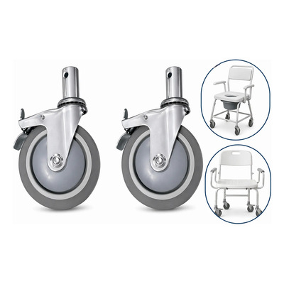 2 Pzas Llantas Giratorias 180° Silla Ruedas Comodo Ducha Gris