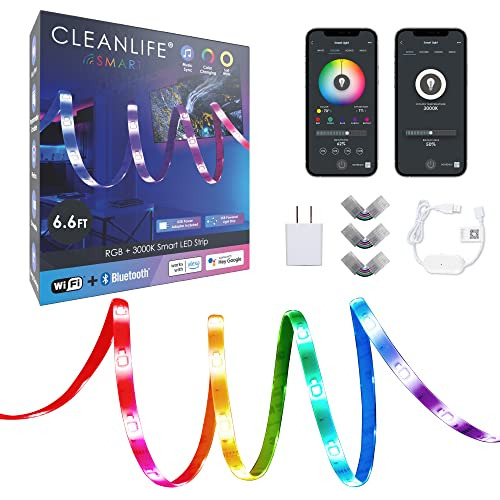 Cleanlife, 6.6 Pies Tira De Luz Led Usb Inteligente, Rgb+300