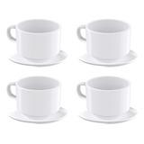 Set 4 Tazas De Té Con Plato Tramontina Paola Porcelana 240ml