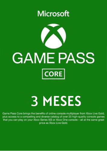 Xbox Game Pass Core 3 Meses [  Codigo Digital México ]