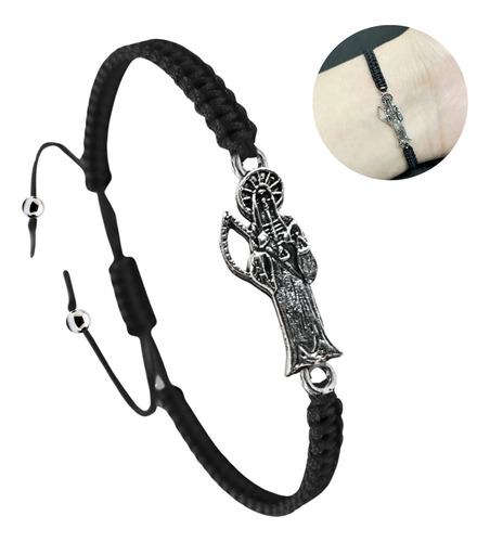 Pulsera Manilla Tejida Ajustable Santa Muerte Hombre Mujer