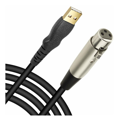 Cable De Microfono  Xlr A Usb, 3 Pies/negro