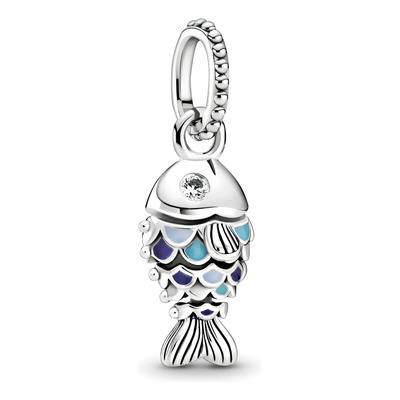 Charm Colgante Pez Con Escamas Azules Color Plata | Meses sin interés