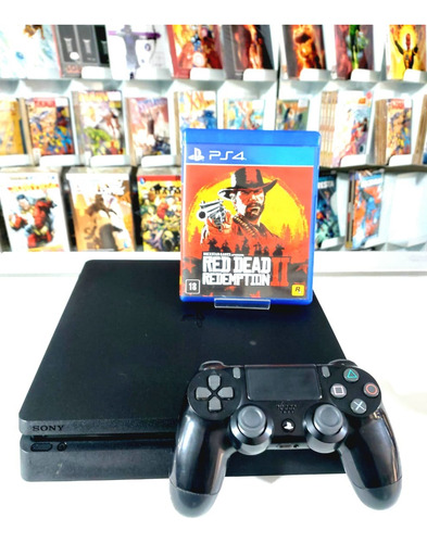 Console Sony Playstation 4 Ps4 Slim 500gb C/ Red Dead Redemption 2 - Garantia 3 Meses + Nfe