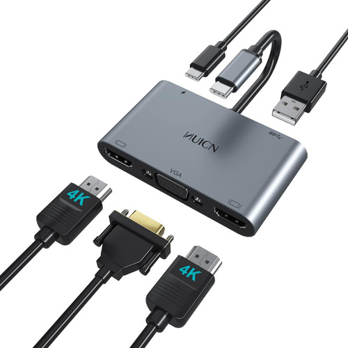 Adaptador Usb C A Hdmi Dual, Huicn 5 En 1 Usb-c Estación De 