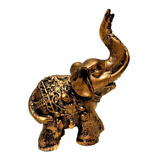 Mini Elefante Indiano Estátua Resina Dourado 8cm