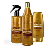 Kit Mega Banho Verniz Forever Liss Shampoo, Cond E Queratina