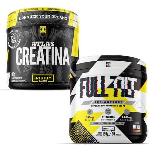 Kit Pré Treino Full Tilt + Atlas Creatina 90g Sabor Manga