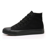 Zapatilla Hombre Urbana  De lona Casual Caña Alta Negra-7254