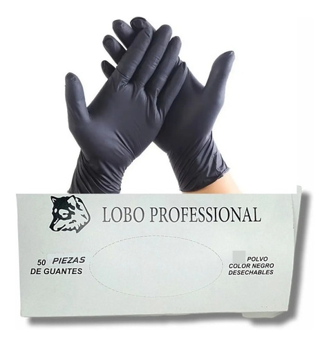 Caja De Guantes Vinil Negro 50pz Estética, Barberia Talla Ch