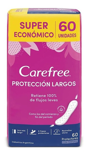 Carefree Protector Diario Largo Con Perfume Pack 60u