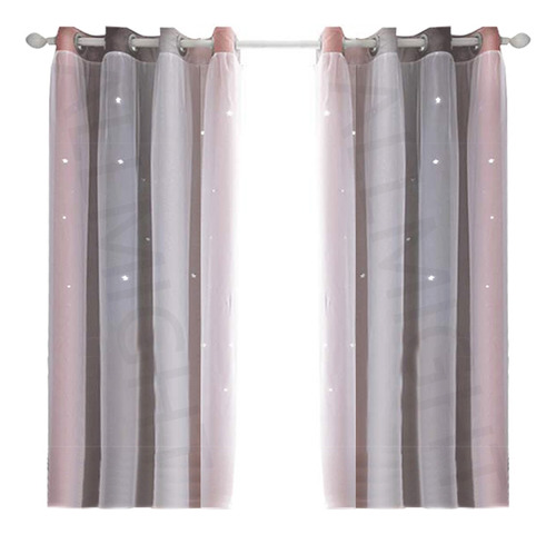 Cortina Estrellas Blackout Opaca 132x160cm Cuarto Sala 1pz