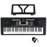 Organo Teclado Sensitivo 61 Teclas 5/8 Usb Atril Fuente K180