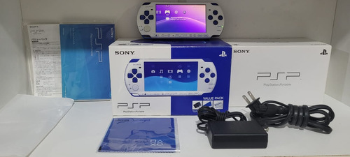 Psp Sony Slim 3000 Modelo White/blue Cartão 64gb Com Caixa E Manual Leia A Descrição