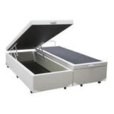 Base Cama Box Baú Bipartido Queen Size Corino Branco 158x198