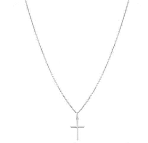 Cordão De Prata Masculina 925 80cm Fina Pingente Crucifixo