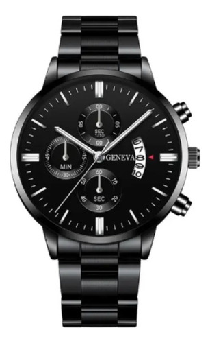 Reloj  Black Silver Cuarzo Hombre Elegante Moderno