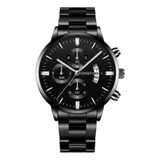 Reloj  Black Silver Cuarzo Hombre Elegante Moderno