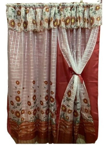 Juego De Cortinas Calada Tulipanes  C/forro 2m Alto X 2.50m 