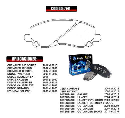 Pastilla Freno Delantera Mitsusbishi Outlander Sport 11 7741 Foto 2