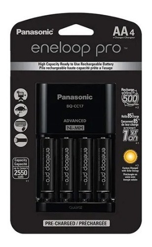 Carregador Com 4 Pilhas Eneloop Pro Aa