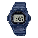 Relógio Casio Masculino Standard W-219h-2av Correia Azul Bisel Azul Fundo Cinza