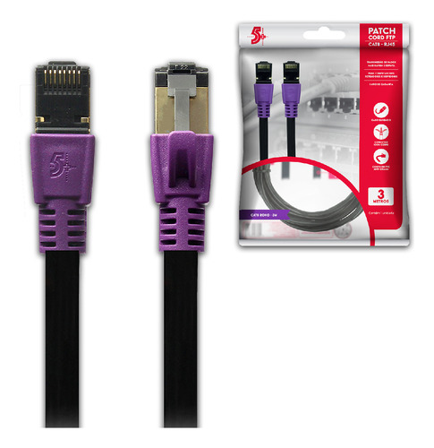 Cabo De Rede Blindado Patch Cord Rj45 Cat8 3m Roxo 0822