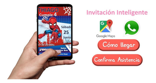 Invitacion Spiderman Niño  Interactiva Gps  Tarjeta Digital