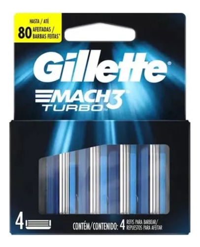 Carga Para Lâmina Gillette Mach3 Turbo - 4 Un