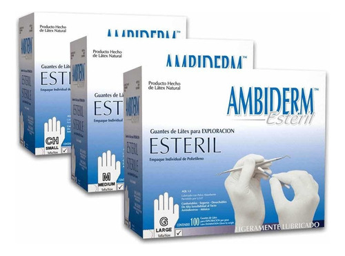 Esf - Guantes Látex Exploración Estéril Mediano Ambiderm 100