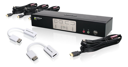 Iogear 2-port Hd Cable Kvm Con Adaptadores De Displayport (g