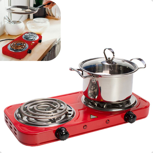 Fogareiro Eletrico Portatil 2000w Cooktop Camping 2 Bocas