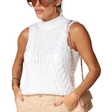 Colete Mousse Trico Tricot Golinha Manguinha Tendencia