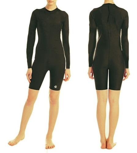 Traje De Baño Para Natacion Con Manga Larga Mujer Solid Uv