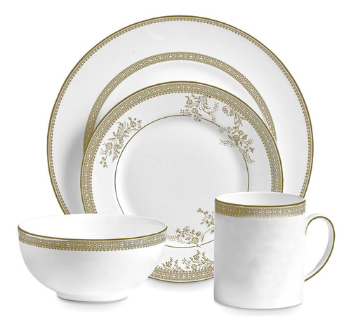 Vera Wang For Wedgwood Vera Lace Gold - Juego De 4 Piezas