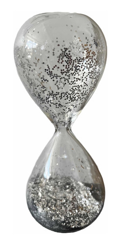 Reloj De Arena De Vidrio Deco Plateado 16 Cms