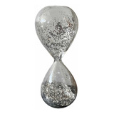 Reloj De Arena De Vidrio Deco Plateado 16 Cms