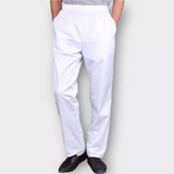 Calça Para Trabalho Uniforme Branco Cadarço E Elástico Bolso