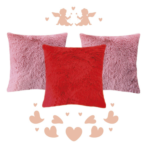 Set Cupido | 3 Cojines Rellenos De 45x45cm | Peluche Frontal