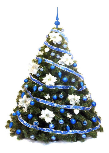 Árbol De Navidad Bariloche 1,80 Kit Azul. Blackfriday Color Azul/plata