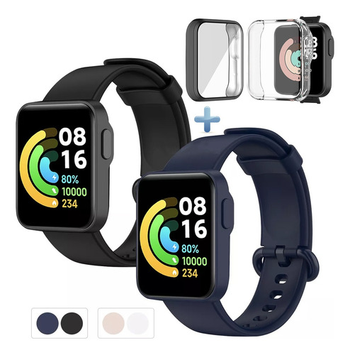 2 Correa Y 2 Funda Protector Mica Para Xiaomi Mi Watch Lite