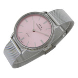 Reloj Montreal Mujer Ml1800 Caja Delgada Malla Acero Tejido