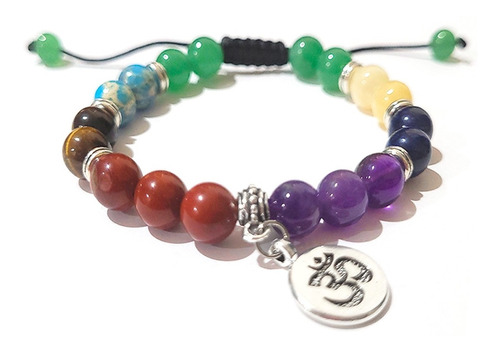 Pulsera 7 Chakras Cuarzo Amatista Ojo De Tigre Yoga Protege