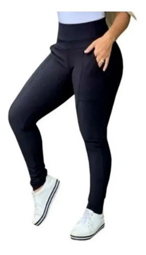 Calça Legging Montaria Forrada Com Bolsos Ótima Para Frio