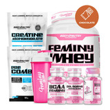 Combo Whey Femini + Creatina Gh Cafeína Bcaa Colageno Combat