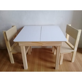 Mesa Pizarra P/ Marcadores Y Sillas Infantiles Madera