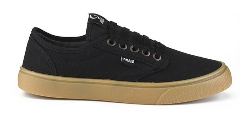 Zapatilla Urbana Náutica Lona Negro Base Caramelo 35 Al 45