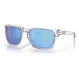 Óculos De Sol Oakley Sylas Standard Armação De O Matter Cor Polished Clear, Lente Sapphire De Plutonite Prizm, Haste Polished Clear De O Matter - Oo9448